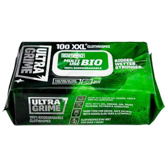 Uniwipe UltraGrime Pro Bio XXL Wipes - Pack of 100