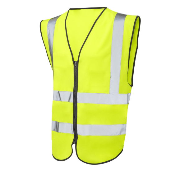 Hi Vis Zip Front Waist Coat - Yellow