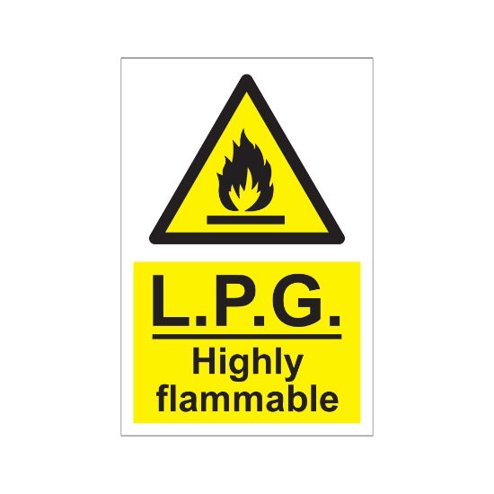 LPG Highly Flammable 200mm x 300mm - 1mm Rigid Plastic Sign