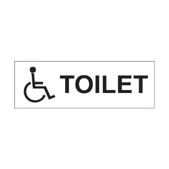 Disabled Toilets sign, 300 x 100mm, 1mm Rigid Plastic - from Tiger Supplies Ltd - 560-04-32