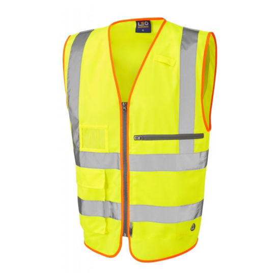 Leo - W24-Y - Hi Vis Superior Waistcoat c/w Tablet Pocket - Yellow