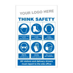 Think Safety Including Your Own Logo 1000mm x 1500mm - 3mm Foamex