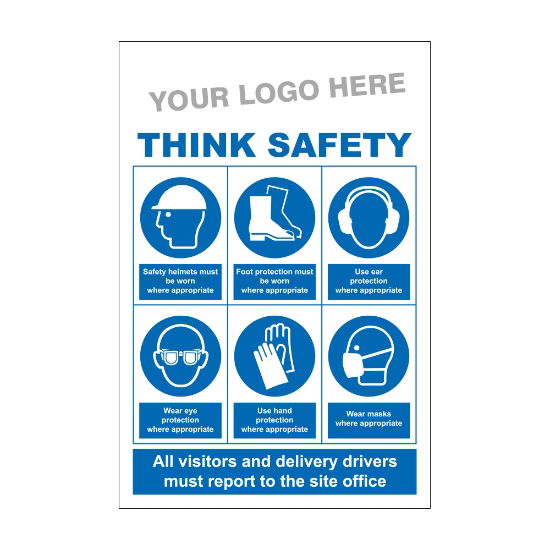 Think Safety Including Your Own Logo 1000mm x 1500mm - 3mm Foamex