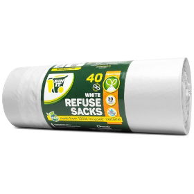 Drawstring Bin Liners - White - 30 Litre - 40 Bags