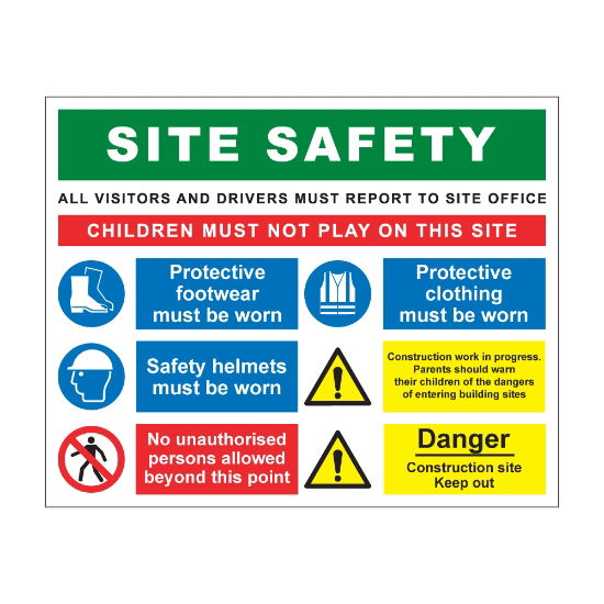 Multi Pu Rigid Plasticose Site Safety Board 1000mm x 800mm - 5mm Foamex