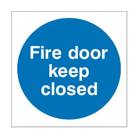 Fire door keep closed sign, 100mm x 100mm, 1mm Rigid Plastic - from Tiger Supplies Ltd - 515-01-80