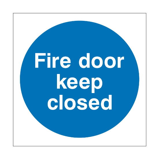 Fire door keep closed sign, 100mm x 100mm, 1mm Rigid Plastic - from Tiger Supplies Ltd - 515-01-80