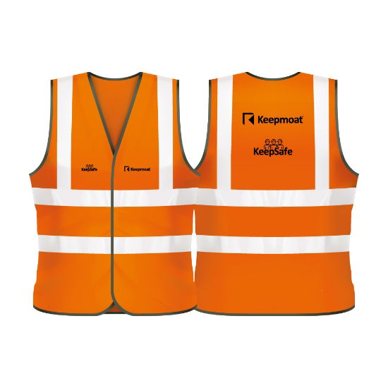 Keepmoat Homes Keepsafe Printed Hi Vis Waistcoat  - Orange 