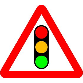 750mm Traffic Signals Ahead - Black Plastic Sign