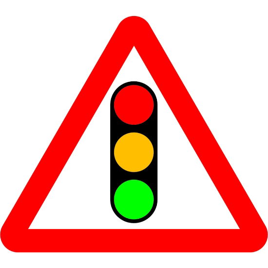 750mm Traffic Signals Ahead - Black Plastic Sign