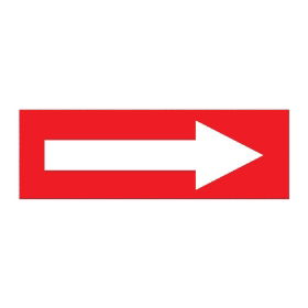 White arrow on red  300mm x 100mm