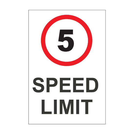 Speed limit 5mph sign, 300 x 200mm, 1mm Rigid Plastic - from Tiger Supplies Ltd - 560-04-47