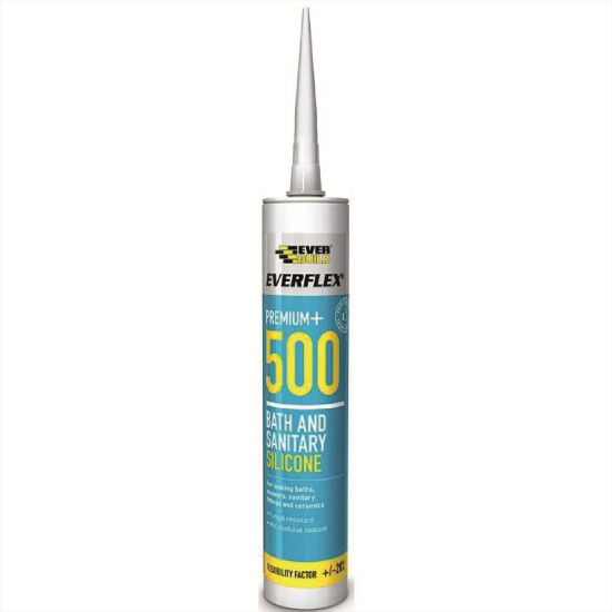 Everbuild Silicone 500 Bath & Sanitary Sealant - White  - 300ml