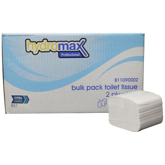 Hydromax Bulk Pack 2ply Toilet Tissue Pure White - 250 Sheet - Pack of 36