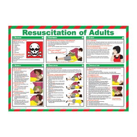 Resuscitation of adults Poster, 590 x 420mm, Laminated - from Tiger Supplies Ltd - 550-03-77