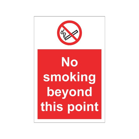 No Smoking Beyond This POint 200mm x 300mm - 1mm Rigid Plastic Sign