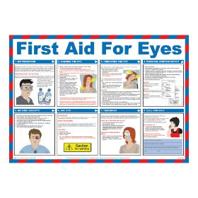 First aid for eyes Poster, 840 x 590mm, Laminated - from Tiger Supplies Ltd - 550-03-85