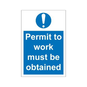 Permit to work must be obtained! 200mm x 300mm