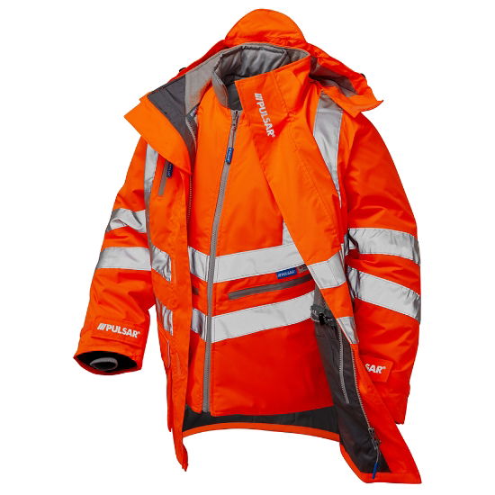 PR497 Pulsarail® Hi Vis 7-in-1 Interactive Storm Coat - Orange