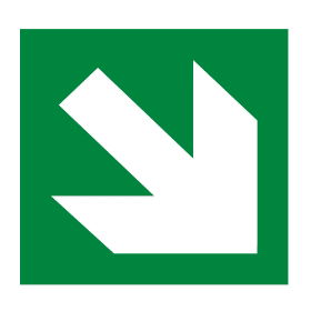 Diagonal arrow sign, 150 x 150mm, 1mm Rigid Plastic - from Tiger Supplies Ltd - 500-01-19