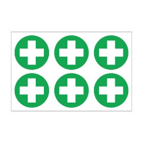 First Aid Cross - 100mm Diameter Self Adhesive Vinyl Sign - Pack of 30