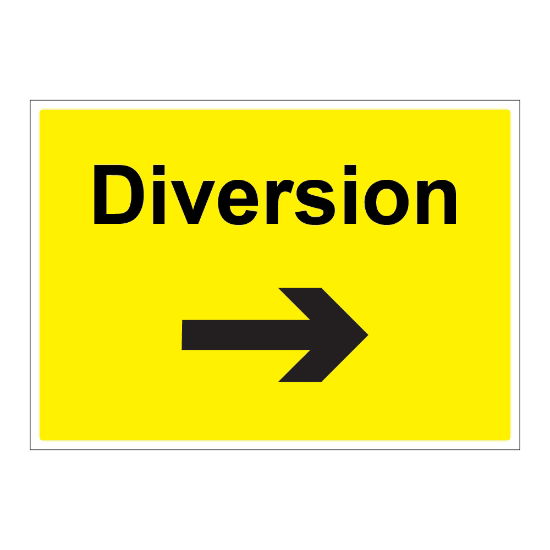 Diversion arrow right - 1050mm x750mm  - Zintec Sign