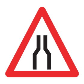 Road narrows sign, 750mm Tri, Zintec - from Tiger Supplies Ltd - 575-05-20