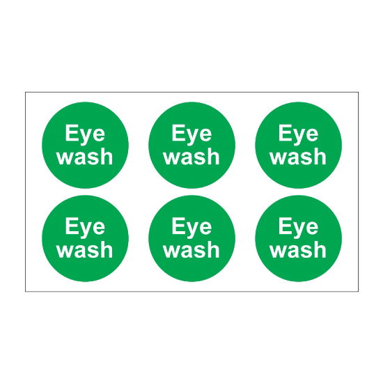 Eye wash sticker, 50mm x 50mm, Self Adhesive Vinyl - from Tiger Supplies Ltd - 565-04-53