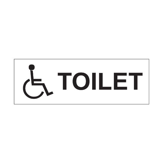 Disabled Toilets sign, 300 x 100mm, 1mm Rigid Plastic - from Tiger Supplies Ltd - 560-04-32