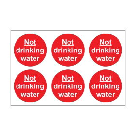 Not Drinking Water - 100mm Diameter Self Adhesive Vinyl Sign - Pack of 30