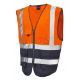 W11-O-NV Hi Vis Superior Waist Coat Orange-Navy