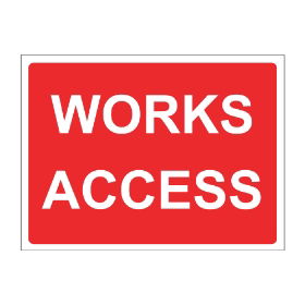 Works access sign, 600mm x 450mm, Zintec - from Tiger Supplies Ltd - 575-05-31