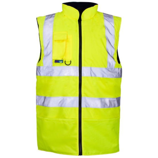 36741-7 Hi Vis Fleece Line Reversible Body Warmer - Yellow