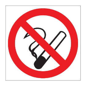 No Smoking symbol sign, 75 x 75mm, Self Adhesive Vinyl - from Tiger Supplies Ltd - 525-02-94