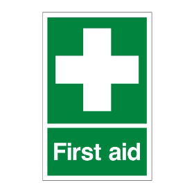 First aid sign, 200 x 300mm, 1mm Rigid Plastic - from Tiger Supplies Ltd - 500-01-26